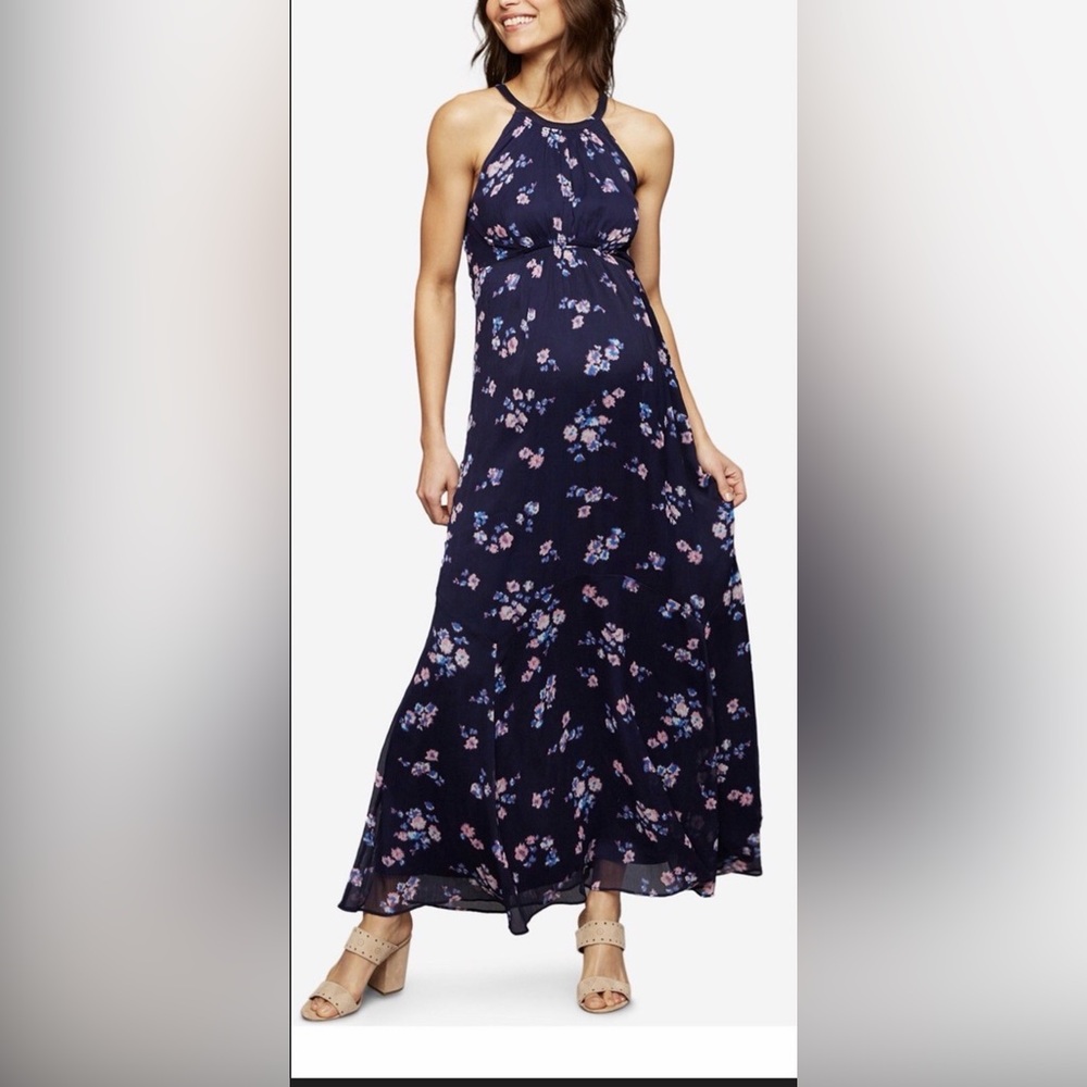 A Pea in the Pod Navy Floral Maxi Dress